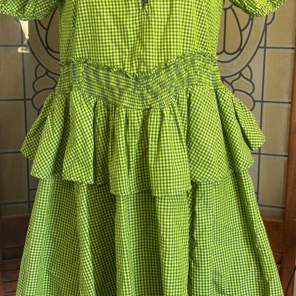 Urban Outfitters Claire Ruffle Babydoll Gingham Oversized Mini Dress Size XS - Picture 10 of 16